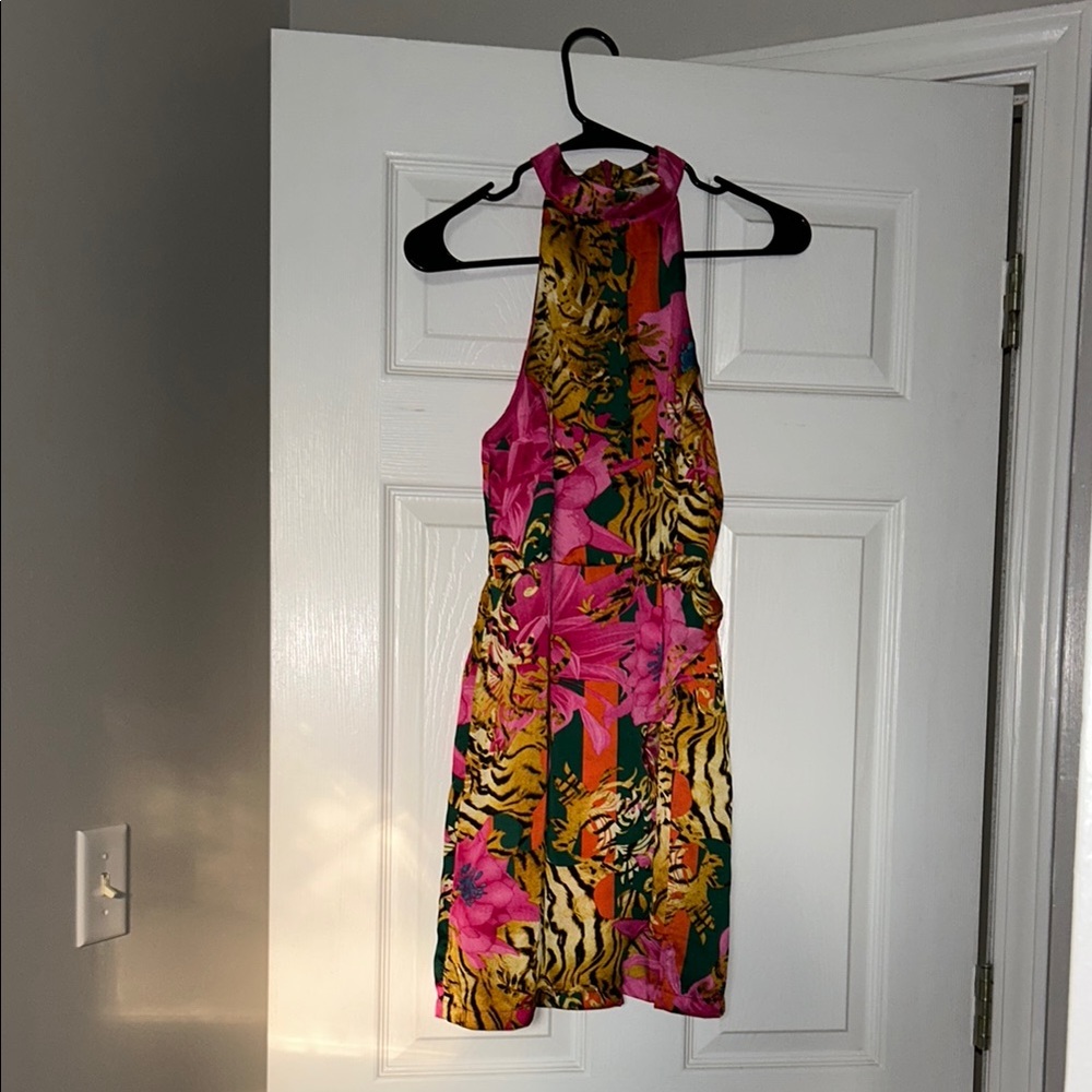 Vibrant Pink and Orange Sleeveless Dress